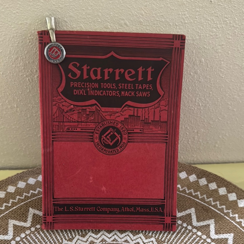 1938 Starrett Precision Tools Catalog & Pencil Pocket Clip -EUC